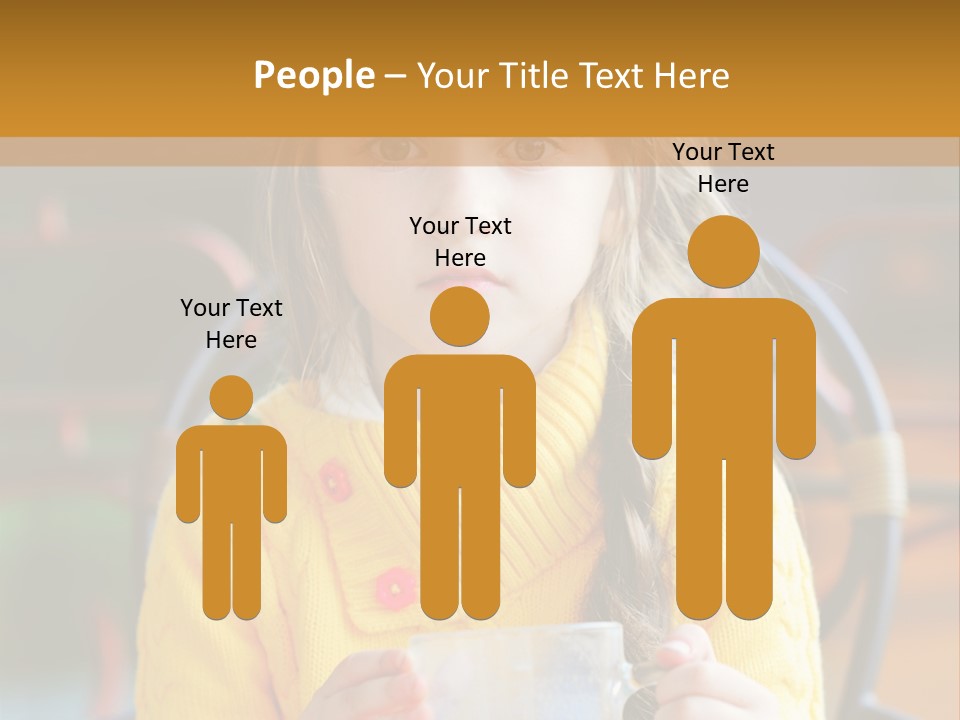 A Little Girl Sitting On A Bench Holding A Cup Of Coffee PowerPoint Template