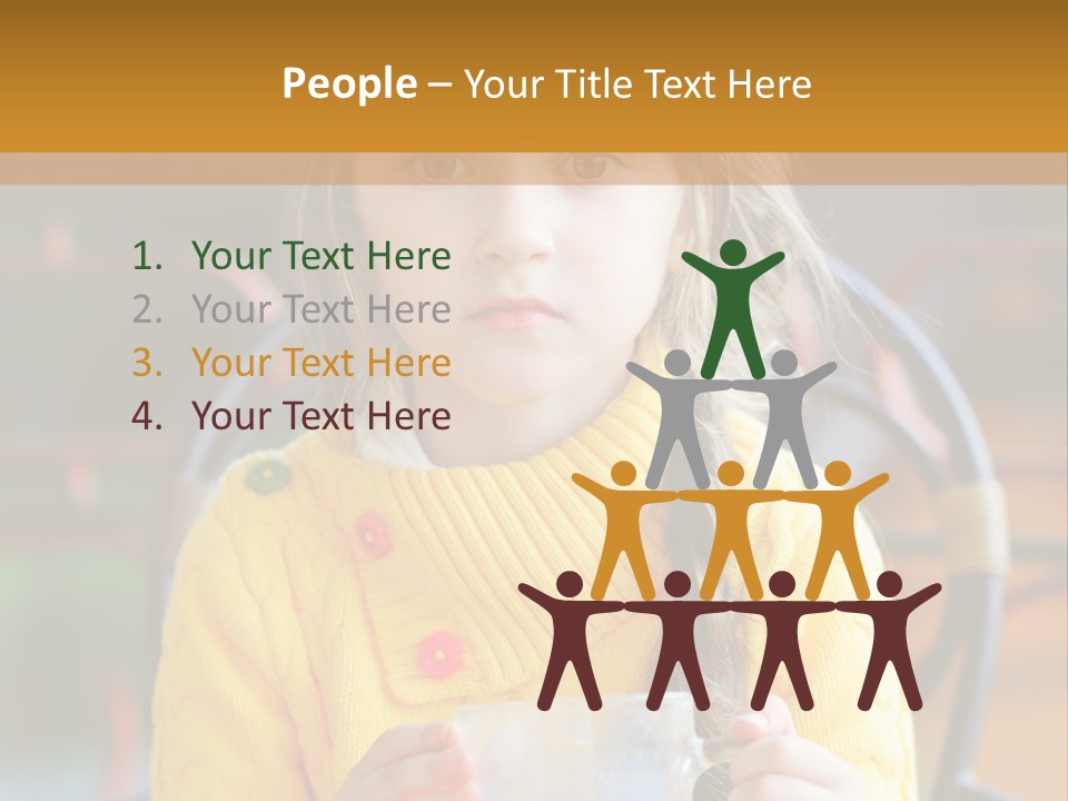 A Little Girl Sitting On A Bench Holding A Cup Of Coffee PowerPoint Template