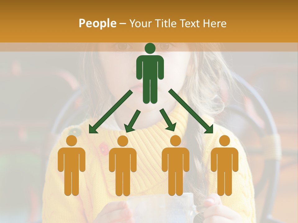 A Little Girl Sitting On A Bench Holding A Cup Of Coffee PowerPoint Template