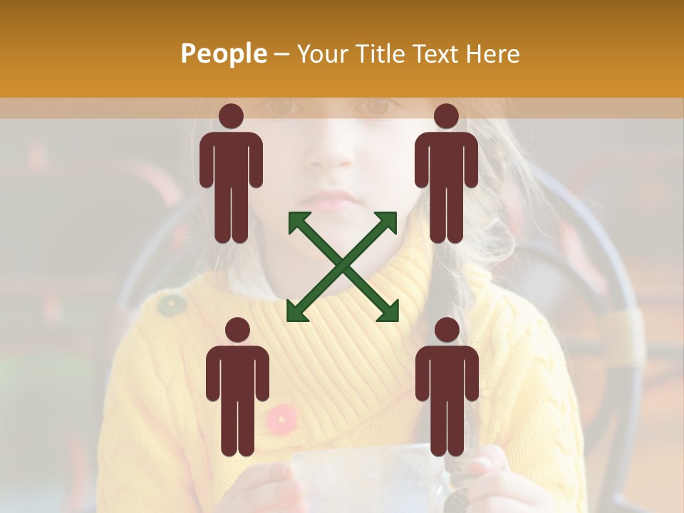 A Little Girl Sitting On A Bench Holding A Cup Of Coffee PowerPoint Template