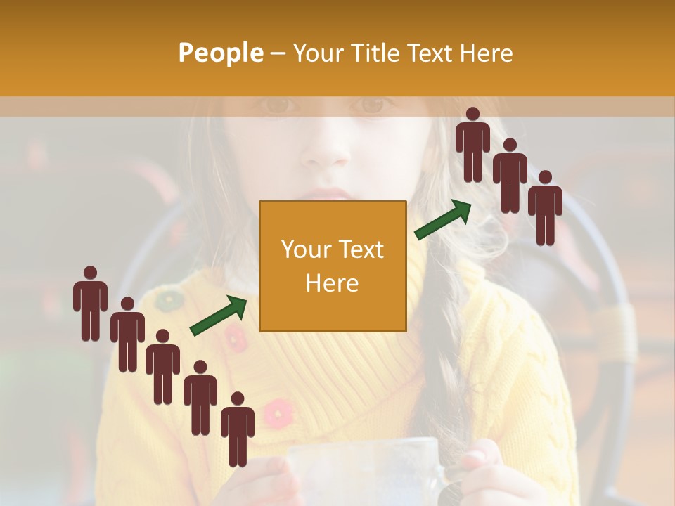 A Little Girl Sitting On A Bench Holding A Cup Of Coffee PowerPoint Template