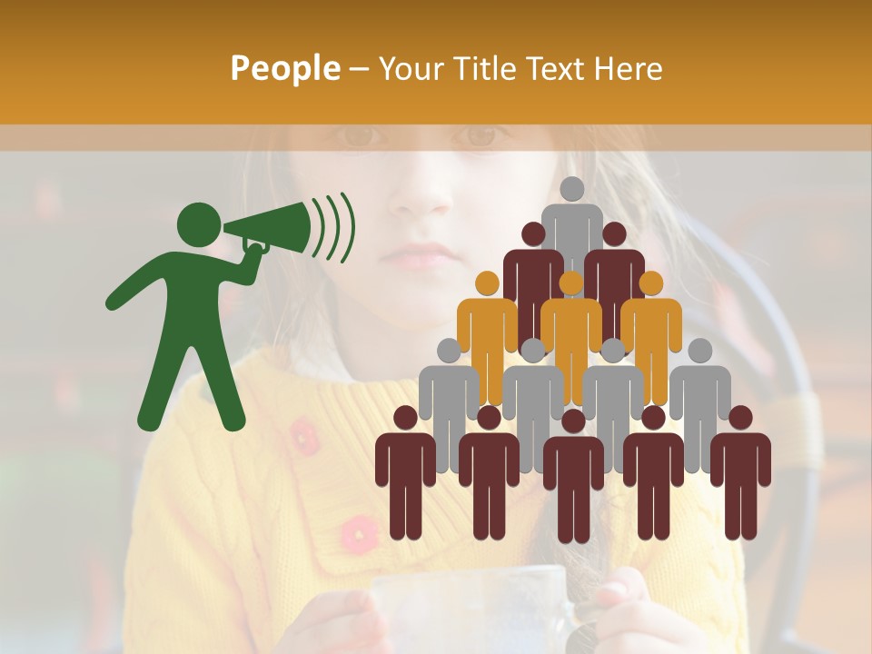 A Little Girl Sitting On A Bench Holding A Cup Of Coffee PowerPoint Template