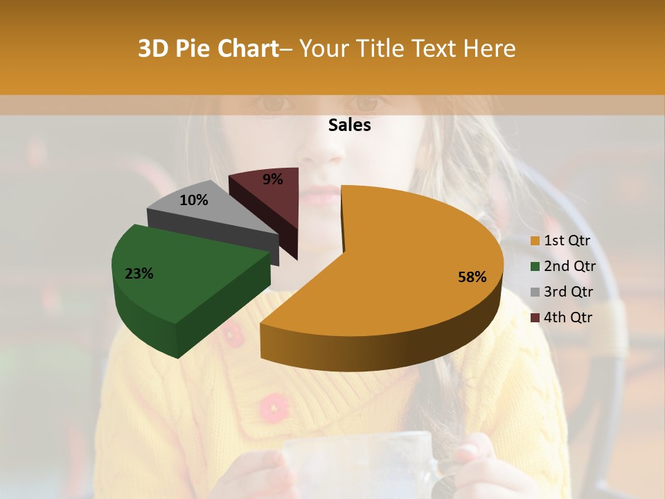 A Little Girl Sitting On A Bench Holding A Cup Of Coffee PowerPoint Template