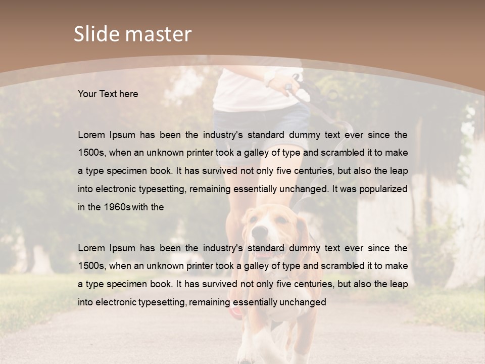 A Woman Running With A Dog On A Leash PowerPoint Template
