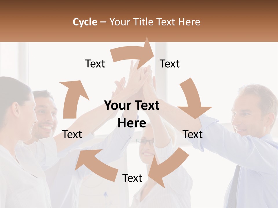 A Group Of People Holding Their Hands High In The Air PowerPoint Template