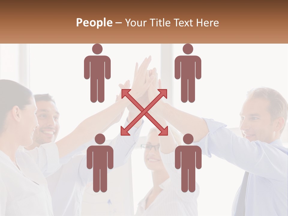 A Group Of People Holding Their Hands High In The Air PowerPoint Template