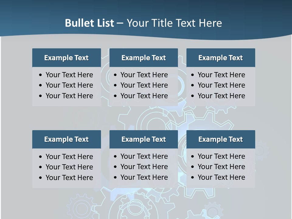 A Blue Powerpoint Presentation With Gears On It PowerPoint Template