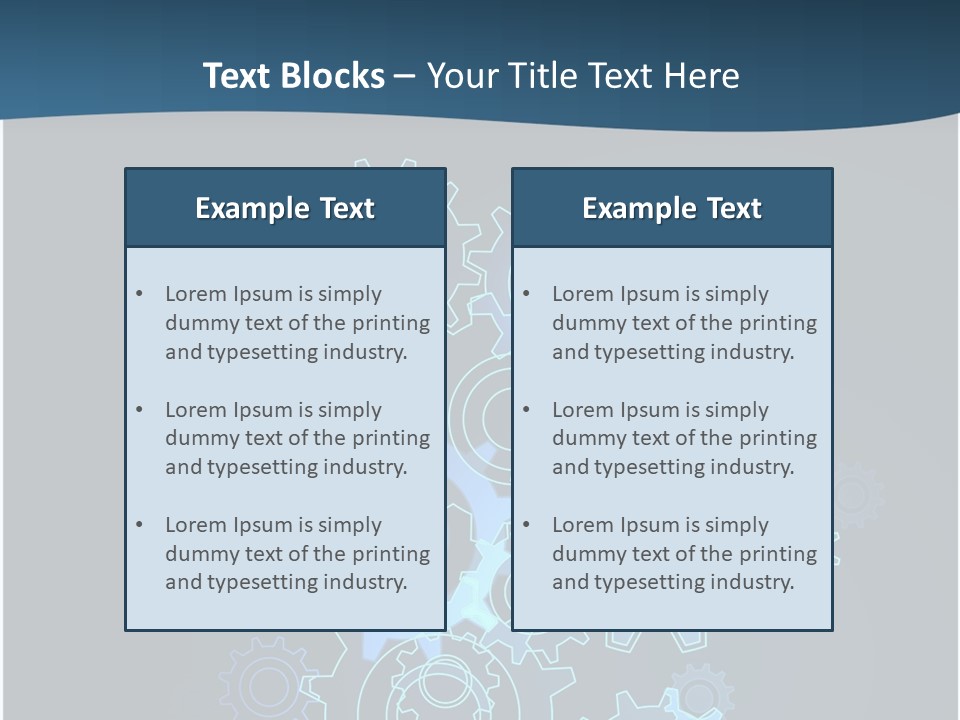 A Blue Powerpoint Presentation With Gears On It PowerPoint Template