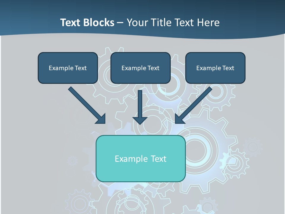 A Blue Powerpoint Presentation With Gears On It PowerPoint Template