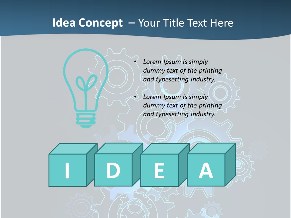 A Blue Powerpoint Presentation With Gears On It PowerPoint Template