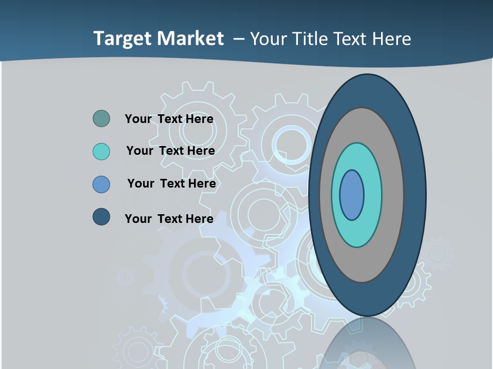 A Blue Powerpoint Presentation With Gears On It PowerPoint Template