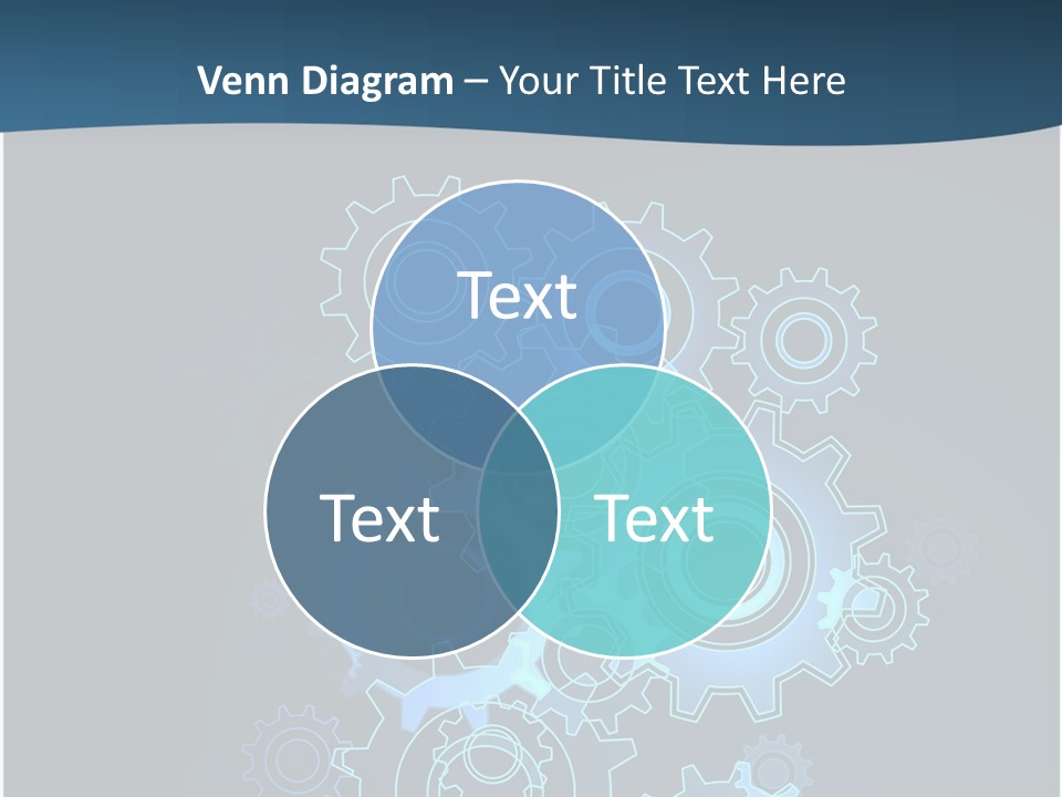 A Blue Powerpoint Presentation With Gears On It PowerPoint Template