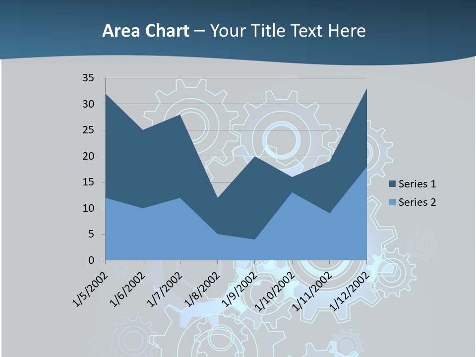 A Blue Powerpoint Presentation With Gears On It PowerPoint Template