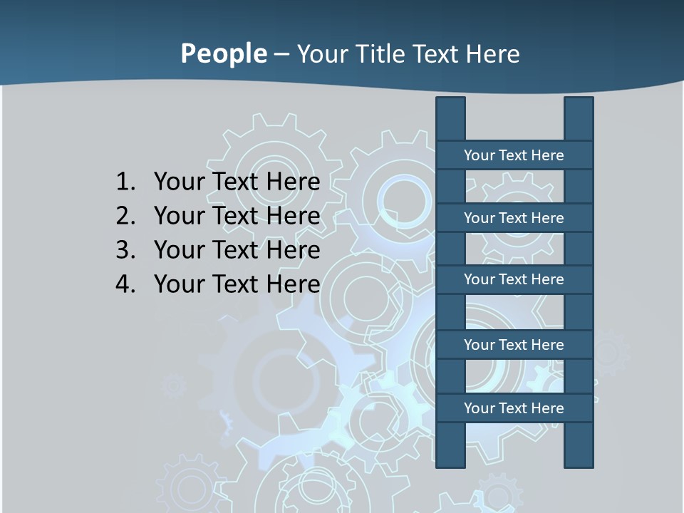 A Blue Powerpoint Presentation With Gears On It PowerPoint Template