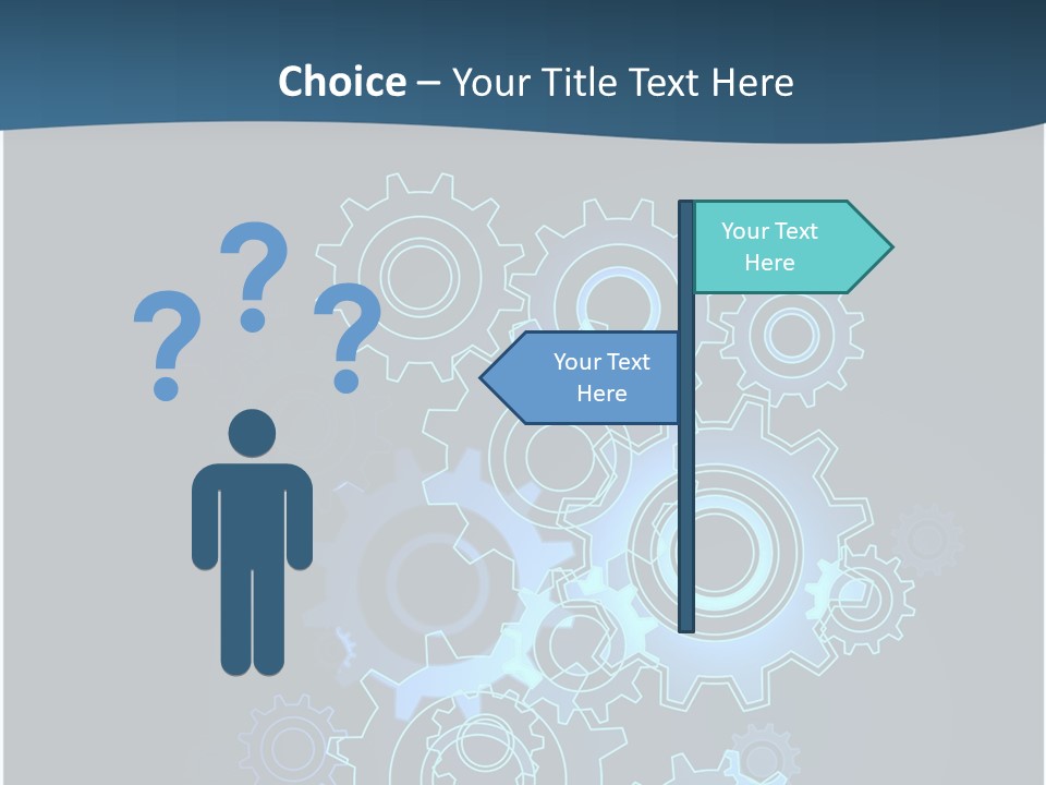 A Blue Powerpoint Presentation With Gears On It PowerPoint Template