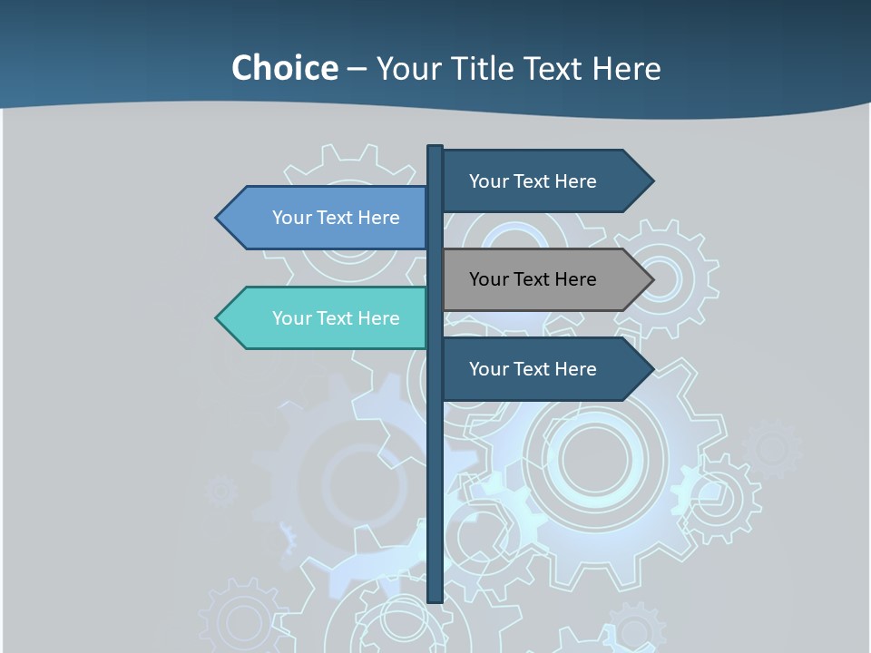 A Blue Powerpoint Presentation With Gears On It PowerPoint Template