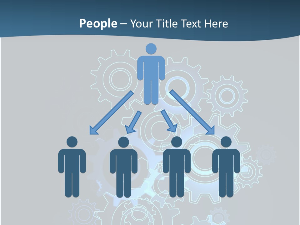 A Blue Powerpoint Presentation With Gears On It PowerPoint Template