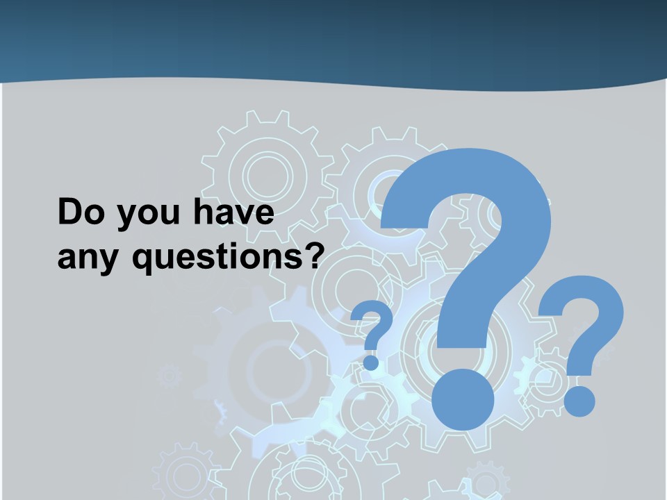 A Blue Powerpoint Presentation With Gears On It PowerPoint Template