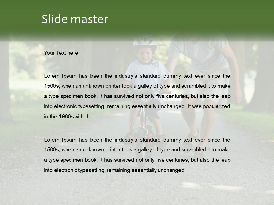 A Man Teaching A Boy How To Ride A Bike PowerPoint Template