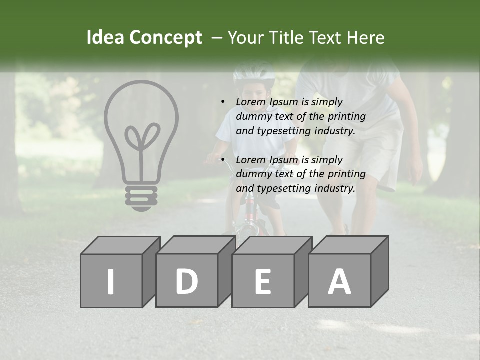 A Man Teaching A Boy How To Ride A Bike PowerPoint Template