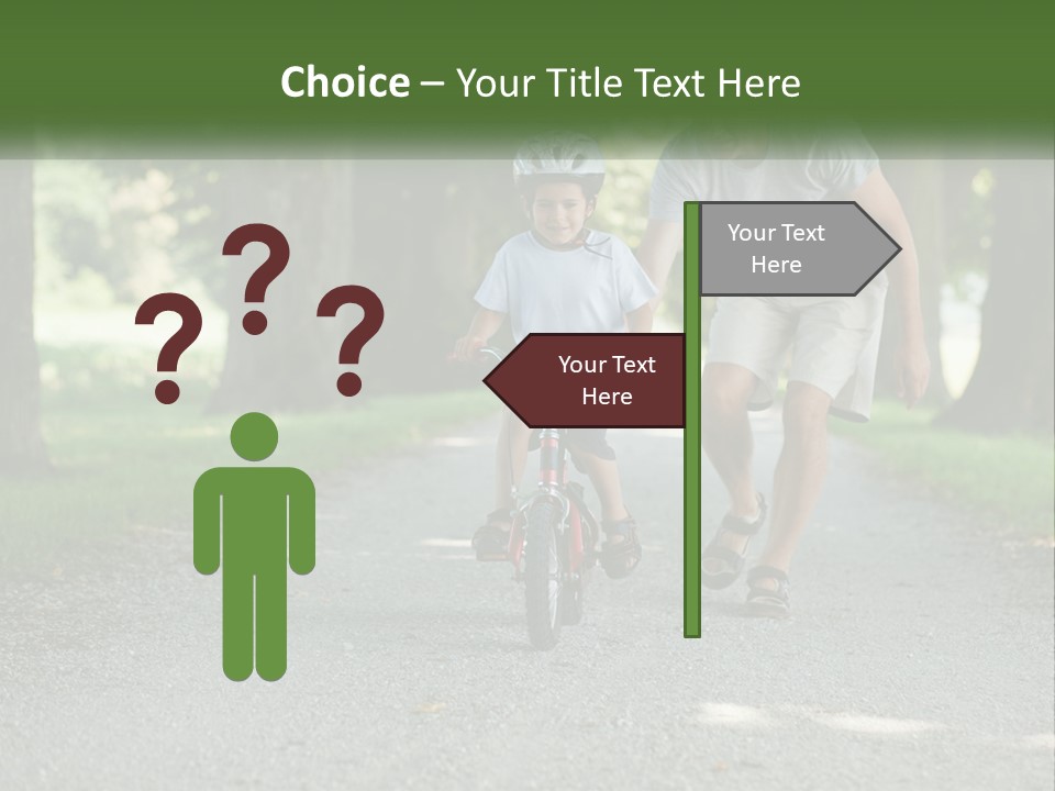 A Man Teaching A Boy How To Ride A Bike PowerPoint Template