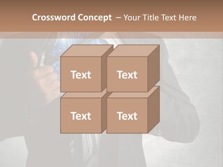 A Man In A Suit Holding A Blue Circuit Board In His Chest PowerPoint Template