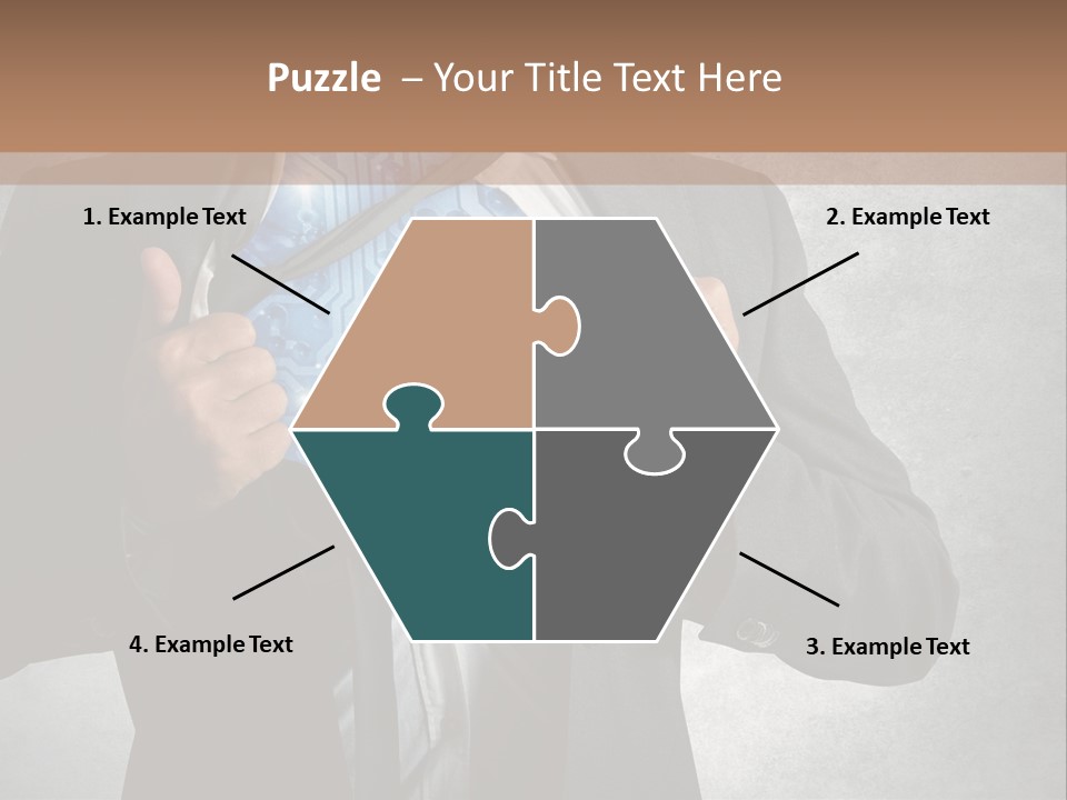 A Man In A Suit Holding A Blue Circuit Board In His Chest PowerPoint Template