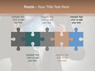 A Man In A Suit Holding A Blue Circuit Board In His Chest PowerPoint Template