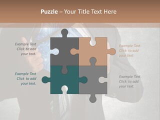 A Man In A Suit Holding A Blue Circuit Board In His Chest PowerPoint Template