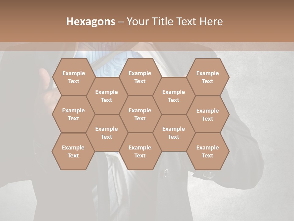 A Man In A Suit Holding A Blue Circuit Board In His Chest PowerPoint Template