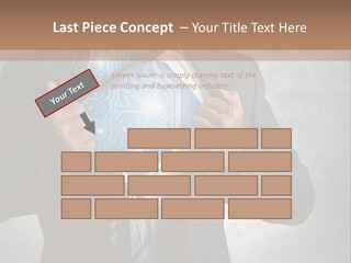 A Man In A Suit Holding A Blue Circuit Board In His Chest PowerPoint Template