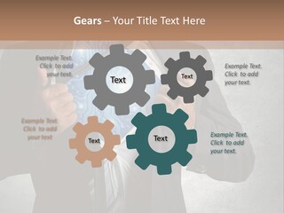 A Man In A Suit Holding A Blue Circuit Board In His Chest PowerPoint Template
