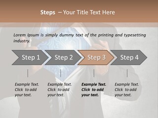 A Man In A Suit Holding A Blue Circuit Board In His Chest PowerPoint Template