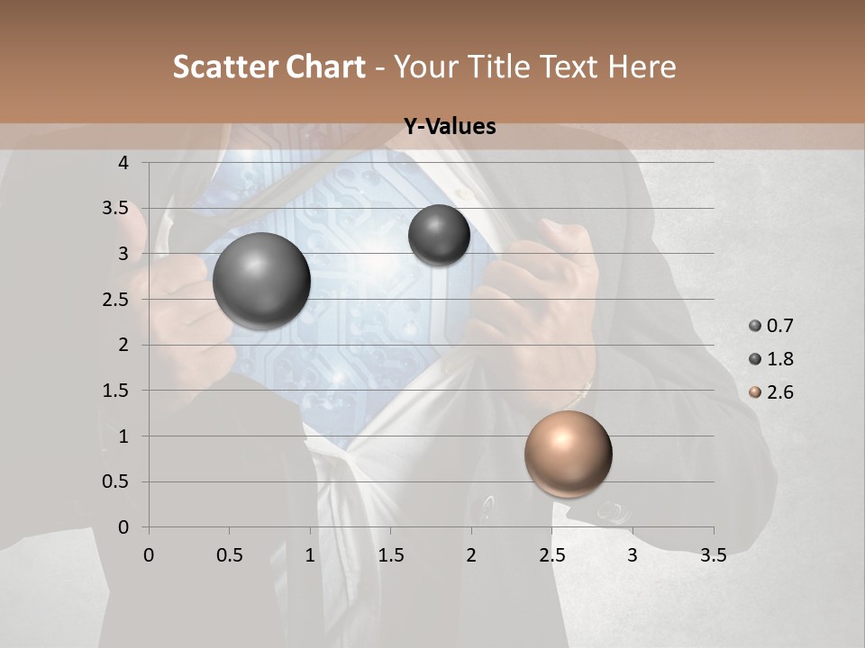 A Man In A Suit Holding A Blue Circuit Board In His Chest PowerPoint Template