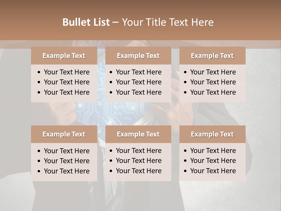 A Man In A Suit Holding A Blue Circuit Board In His Chest PowerPoint Template