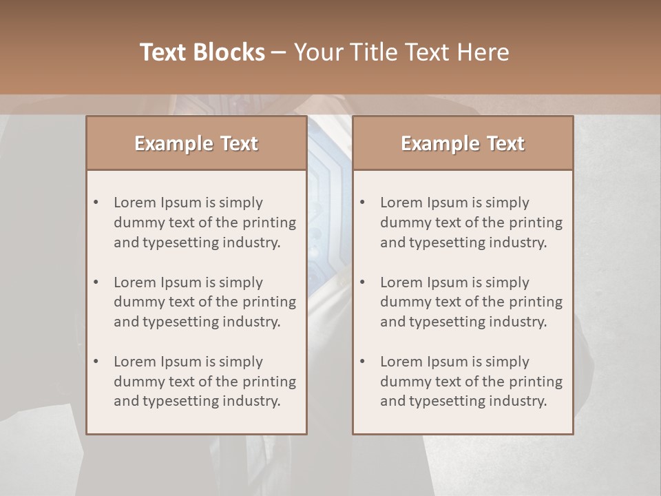 A Man In A Suit Holding A Blue Circuit Board In His Chest PowerPoint Template
