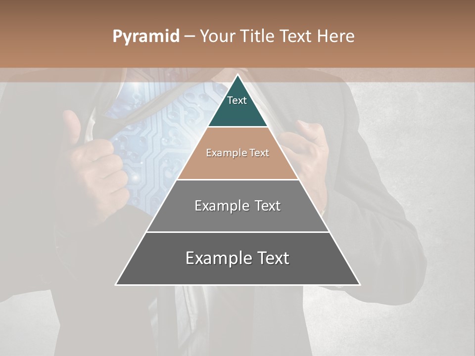 A Man In A Suit Holding A Blue Circuit Board In His Chest PowerPoint Template
