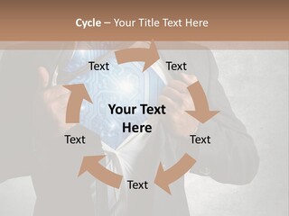 A Man In A Suit Holding A Blue Circuit Board In His Chest PowerPoint Template