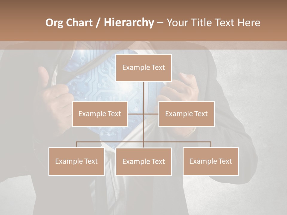A Man In A Suit Holding A Blue Circuit Board In His Chest PowerPoint Template