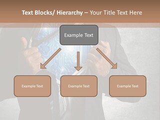 A Man In A Suit Holding A Blue Circuit Board In His Chest PowerPoint Template