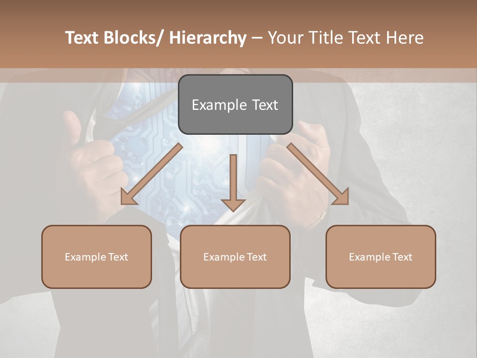 A Man In A Suit Holding A Blue Circuit Board In His Chest PowerPoint Template