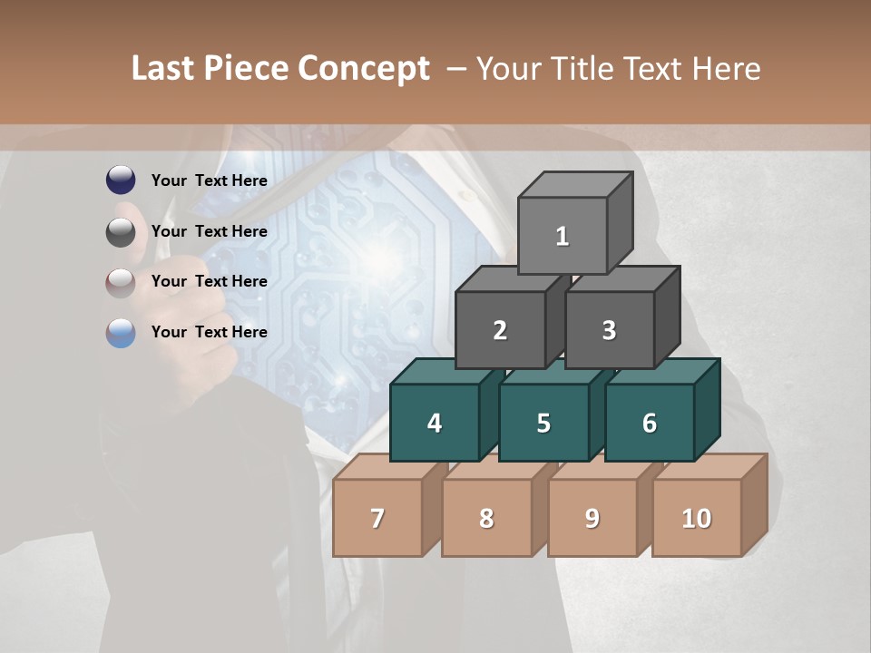 A Man In A Suit Holding A Blue Circuit Board In His Chest PowerPoint Template