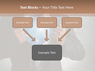 A Man In A Suit Holding A Blue Circuit Board In His Chest PowerPoint Template