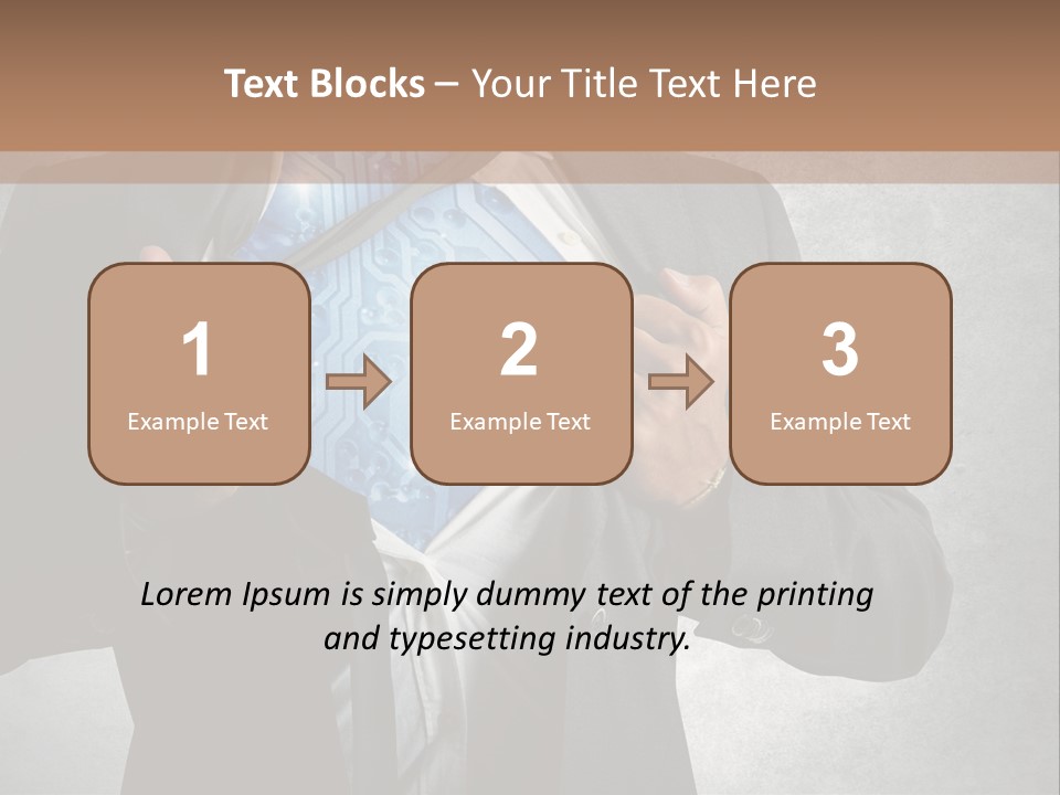 A Man In A Suit Holding A Blue Circuit Board In His Chest PowerPoint Template