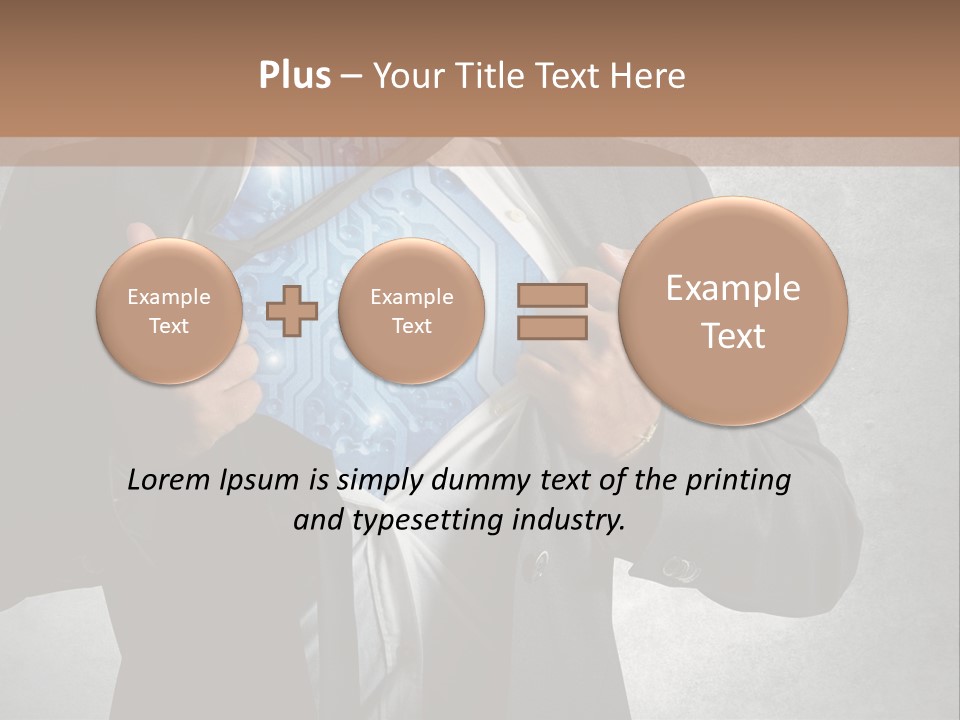 A Man In A Suit Holding A Blue Circuit Board In His Chest PowerPoint Template