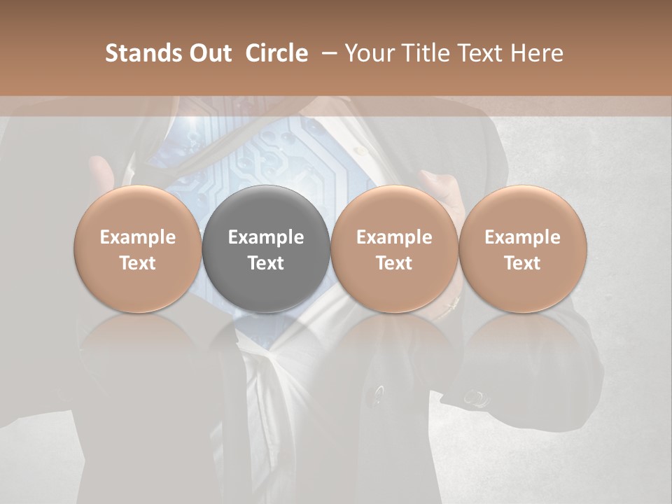 A Man In A Suit Holding A Blue Circuit Board In His Chest PowerPoint Template