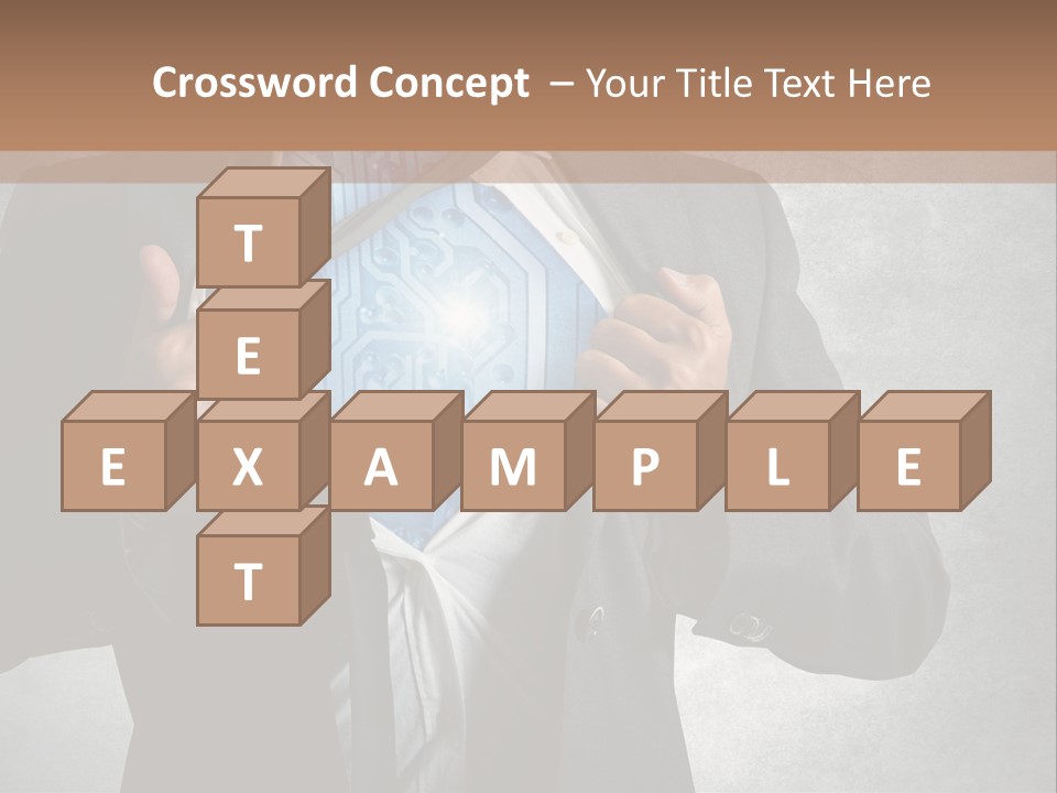 A Man In A Suit Holding A Blue Circuit Board In His Chest PowerPoint Template