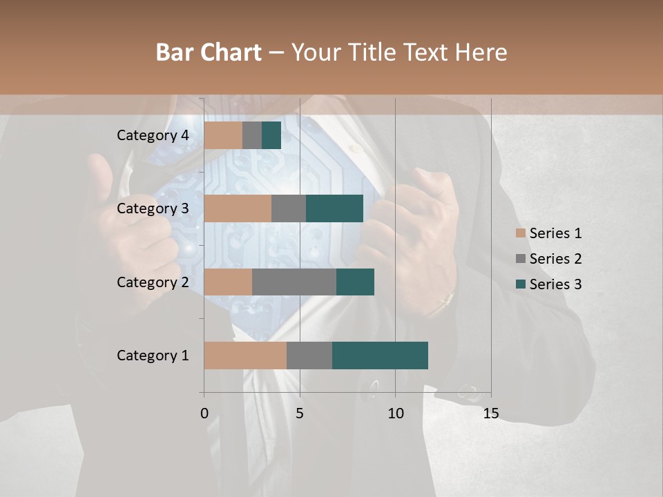 A Man In A Suit Holding A Blue Circuit Board In His Chest PowerPoint Template
