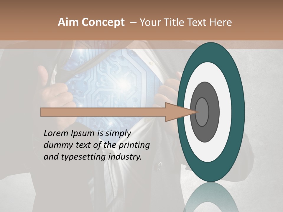 A Man In A Suit Holding A Blue Circuit Board In His Chest PowerPoint Template