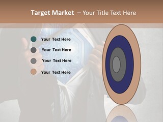 A Man In A Suit Holding A Blue Circuit Board In His Chest PowerPoint Template